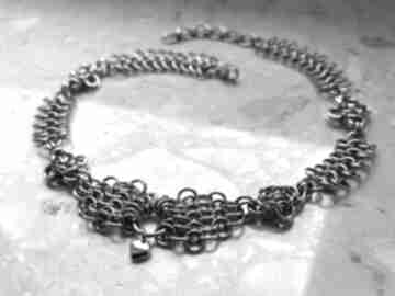 ze szlachetnej z zawieszką w kształcie serca morana chainmaille, gotycki naszyjnik, goth, stali