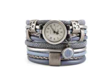 niebieski, z ceramiczną zawieszką, zegarki megi mikos damski, nietypowy zegarek, z owijany