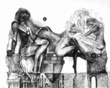 Wenecjanki pi art rysunek, grafika, kobiety, wenecja, czarnobiałe