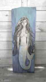 obraz na desce misty art studio morze, syrena, prawdziwe drewno, syrenka, akrylowy