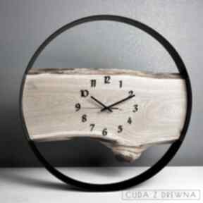 Zegary cuda z drewna drewniany zegar, w obręczy, prezent, czarny loft
