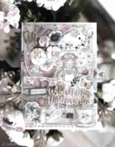 Urodziny, natura - truskawki: wszystkiego najlepszego, dziewczynka kwiaty scrapbooking kartki