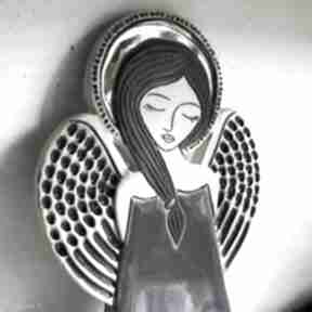 Anioł ceramiczny - pula lavanda dekoracje smokfa, prezent, ślub, aniołek, lawendowy