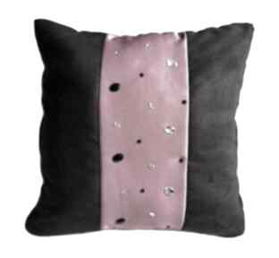 black&fuchsia camshella poduszka, kryształki, glam, stylowa
