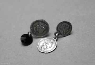 vol 13 - kolczyki katia i krokodyl monety, numizmaty, srebro 925, wiszące, swarovski