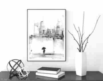 Obraz A3 namalowany minimalizm, abstrakcja czarno biała art krystyna siwek ręcznie malowany