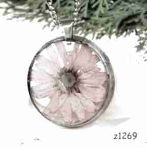 Z1269 naszyjnik z suszonymi kwiatami herbarium jewelry terrarium, biżuteria z żywicy