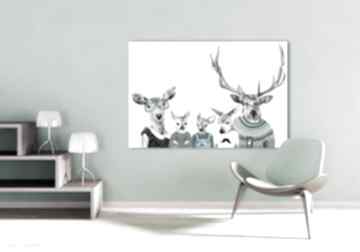 Obraz na płótnie - 120x80cm rodzina jeleni 2 3 wysyłka w 24h 02190 ludesign gallery, grafika