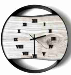 Unikatowy zegar w metalowej obręczy z drewnianą 40 cm cyfry pełna personalizacja produktu