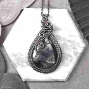 Miedziany wisiorek wire wrapping ametystem #418 wisior amulet