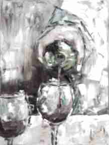 Obraz olejny wino do salonu biura pubu kawiarni 30x1x40 cm grot aga, na płótnie