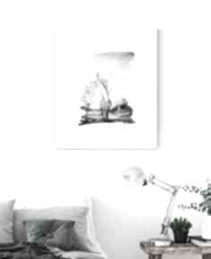 Grafika 40x50 cm wykonana ręcznie, 3278883 art krystyna siwek obraz do salonu, czarno biała