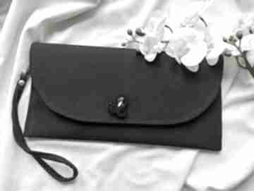 Czarna mała torebka kopertówka z kryształem haftowana soutacheria na wesele, soutache