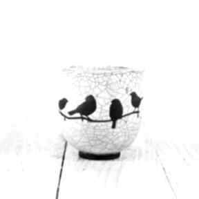 Czarka biała ptaszki raku ceramika mula herbata, do kubek, użytkowa