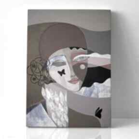 Obraz - wydruk 50x70 cm dama z motylami gabriela krawczyk, na płótnie, twarz, kobieta