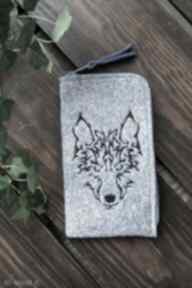 Etui na telefon - wilk happy art smartfon, pokrowiec, futerał, wolf, prezent, z haftem