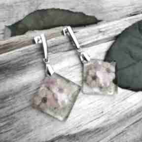 Kwadratowe: suszone - kolczyki - kwiatami - kwiaty - żywicy herbarium jewelry