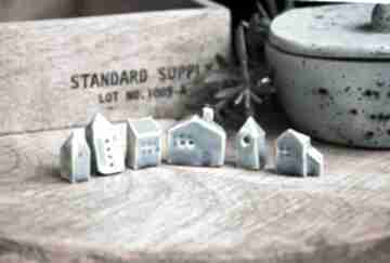 6 x domki z ceramiki wooden love z domek, kamieniczki, miasteczko, miniaturka, ceramiczne