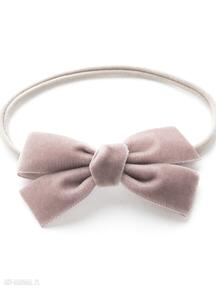 Opaska do włosów velvet bow dusky pink dla dziecka