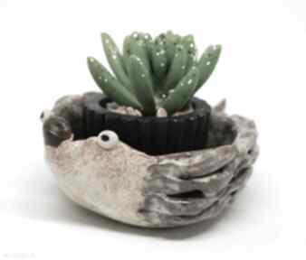Ceramiczna doniczka jeż handmade ozdoba prezent dekoracje iguana art, ceramika