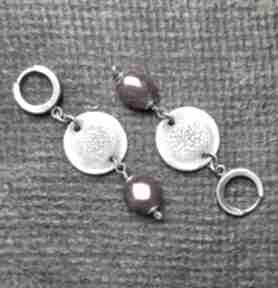 Kolczyki srebrne z rubinami treendy rubin, oksydowane, ze srebra, biżuteria autorska, prezent