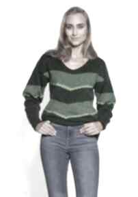 paski zielony: sweter na zimę swetry