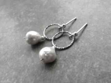 Perły na kole lahovska kolczyki z perłami, perłowe, srebrne srebro, prezent