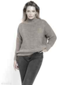 Obszerny z - swe246 mocca mkm swetry sweter, na jesień, z golfem, oversize, gruby