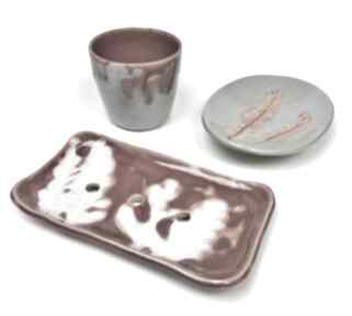 Ceramiczny komplet łazienkowy ręcznie robiony "kasztanka" ceramika ceramystiq studio akcesoria