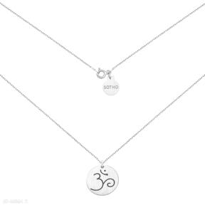 Srebrny z symbolem om naszyjniki sotho om, symbol, joga, minimalistyczny, medalion, mat