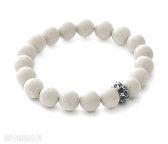 Ivory jade with crystal bead jadeit koralik modna delikatna