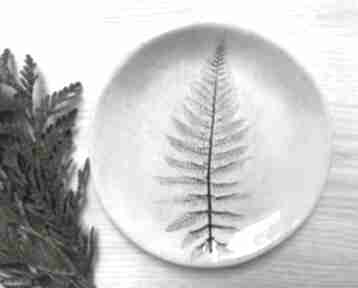 Talerzyk z roślinką ceramika ana podstawka na biżuterię, mały