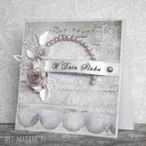 Różowe perełki na ślub scrapbooking kartki barbara, wesele, kwiaty, perły