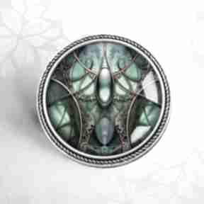 Szmaradgowa komnata - artystyczna broszki gala vena srebrna, zielona, modny, prezent, dzień