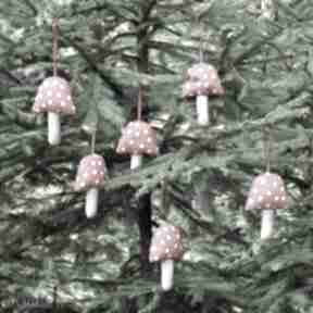 Prezent: ozdoba choinkowa muchomor duże kropki, 3 szt dekoracje świąteczne myk studio, grzybek