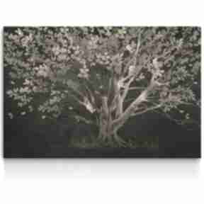Duży obraz do salonu drukowany na płótnie z drzewem w odcieniach złota 120x80 02643 ludesign