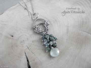 Wisiorek chalcedon, amazonit, jadeit, wire wrapping wisiorki agata rozanska