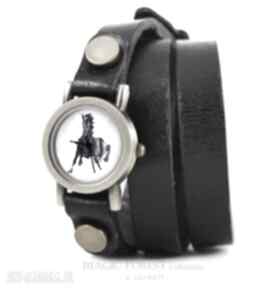 Bransoletka zegarek: skórzany - pasek. Koń - prezent lili arts