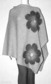 Ponczo filcowane wełna zdobione poncho bellafeltro kwiaty, prezent, urodziny