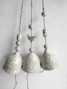Zestaw trzech dzwoneczków ceramicznych 3 dekoracje kate maciukajc, prezent, dzwonek