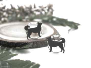 Srebrne kolczyki husky jachyra jewellery pies, piesek, natura, zwierzęta, małe