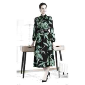 Wiskozowa sukienka midi total lauren vesper zieleń livia clue z wiskozy, wiązaniem, elegancka