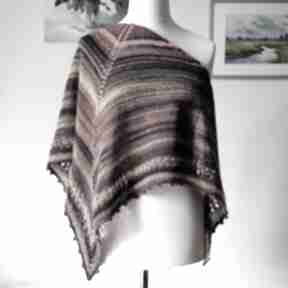 Rękodzieło ręcznie wykonana chusta oryginalna na drut barwy jesieni, kolorowa - klasyczna