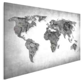 Obraz na płótnie - mapa świata beton 120x80 cm 63701 vaku dsgn, świat, kontynenty - państwa