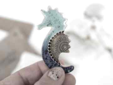 Magnes na lodówkę - ceramiczny konik morski magnesy fingers art, morskie dekoracje