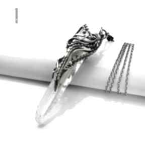 Clear srebrny naszyjnik kryształem górskim orgonit wire wrapping