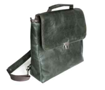 Plecak torba skóra zielona pull up teczki czajkaczajka pullup, naturalna, piękna