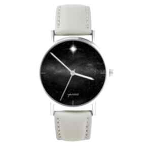 Zegarek - star skórzany, beżowy zegarki yenoo, pasek - gwiazda, prezent