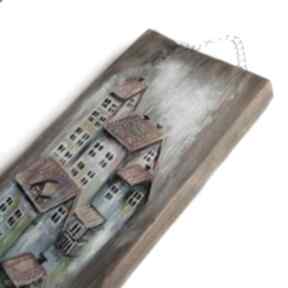 Dom, domki, obrazek na drewnie 1 aleksandrab obraz, ręcznie, malowany, desce