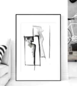 Obraz 50x70 cm wykonany ręcznie, 3242198 mini mal art do salonu, grafika czarno biała